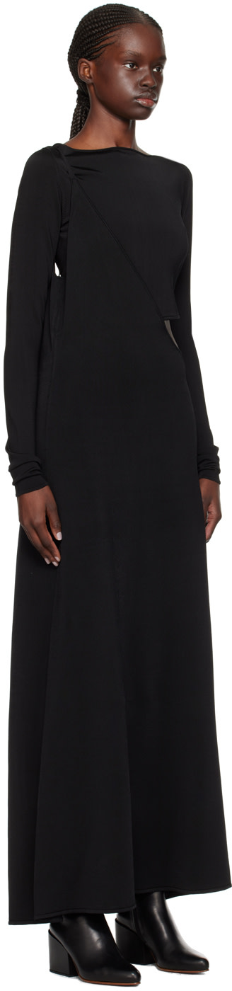 Paris Georgia - Robe longue noire à assemblage étagé