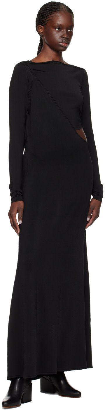 Paris Georgia - Robe longue noire à assemblage étagé