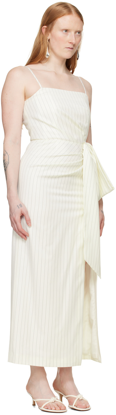 MSGM - Robe longue blanc cassé à rayures fines