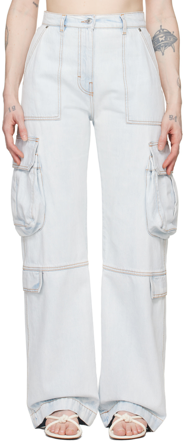 MSGM - Blue Oversized Denim Cargo Pants