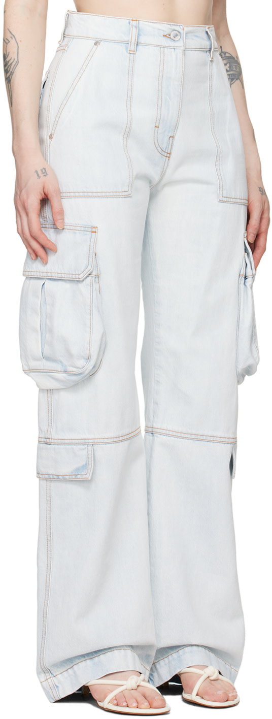 MSGM - Blue Oversized Denim Cargo Pants
