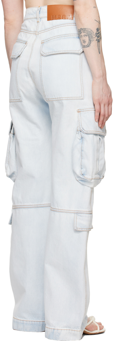 MSGM - Blue Oversized Denim Cargo Pants