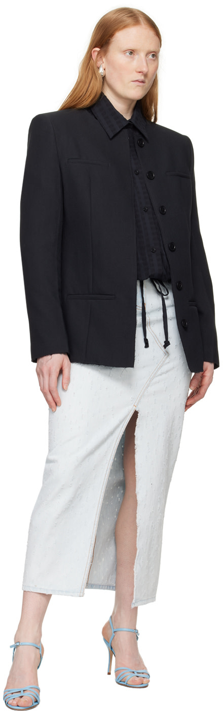 MSGM - 블루 디스트레스 데님 맥시 스커트