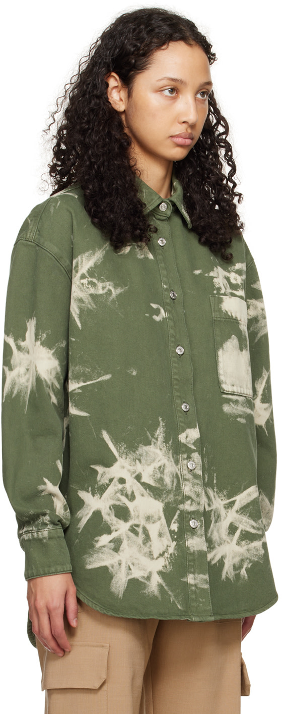 MSGM - Chemise verte en denim à effet décoloré