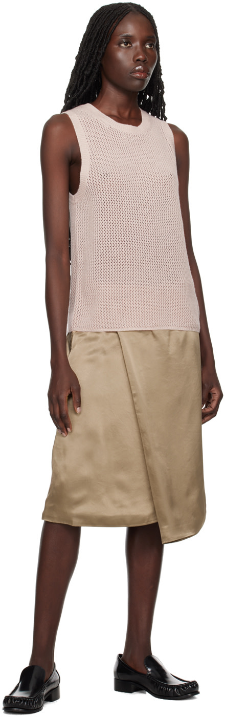 6397 - Jupe midi portefeuille beige