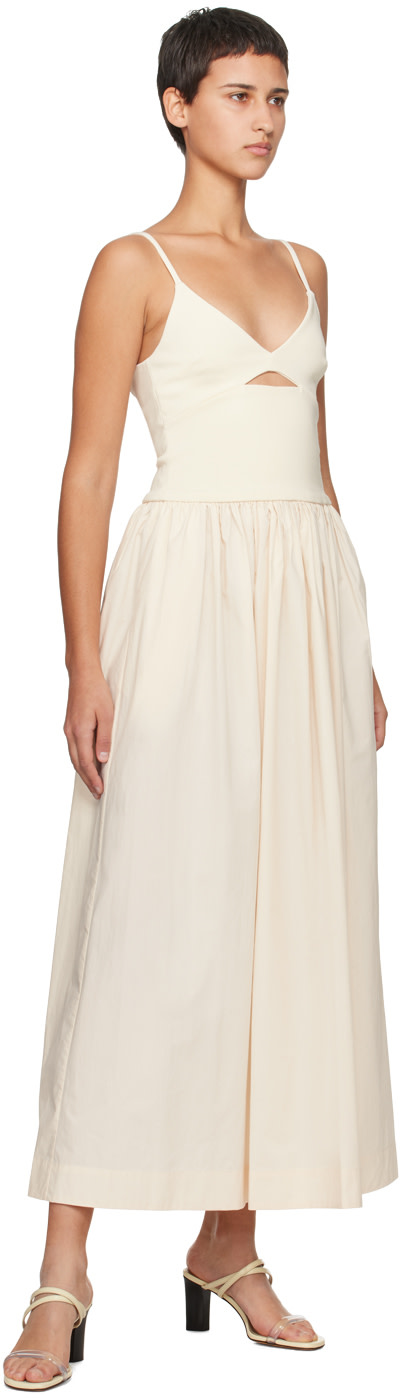 esse studios off the shoulder dresses Esse Studios Off-the-shoulder Stretch-knit And Cotton-poplin Maxi Dress in Natural