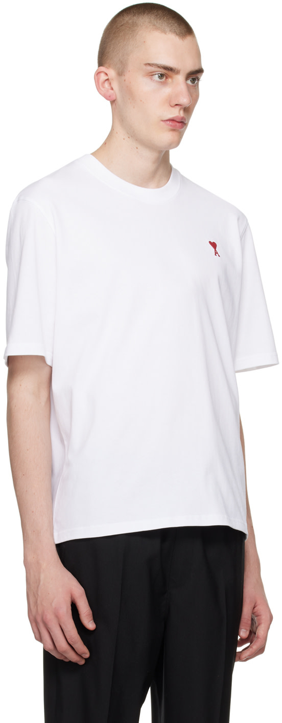 AMI Paris: White Ami de Cœur T-Shirt | SSENSE