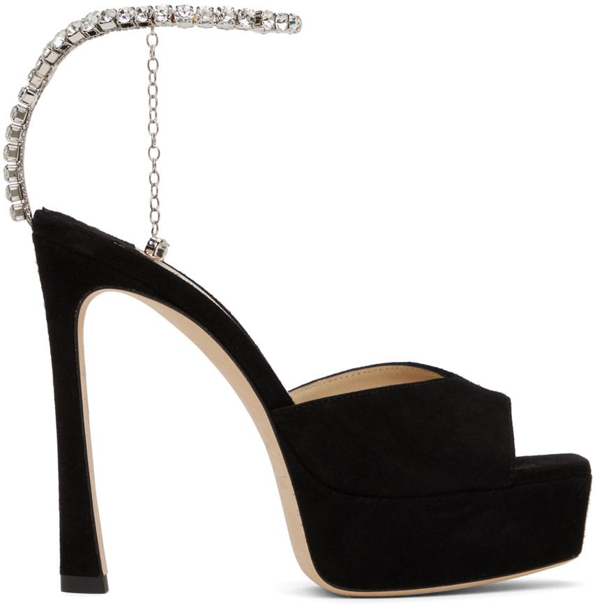 Jimmy Choo: Black Saeda Platform 125 Heeled Sandals | SSENSE
