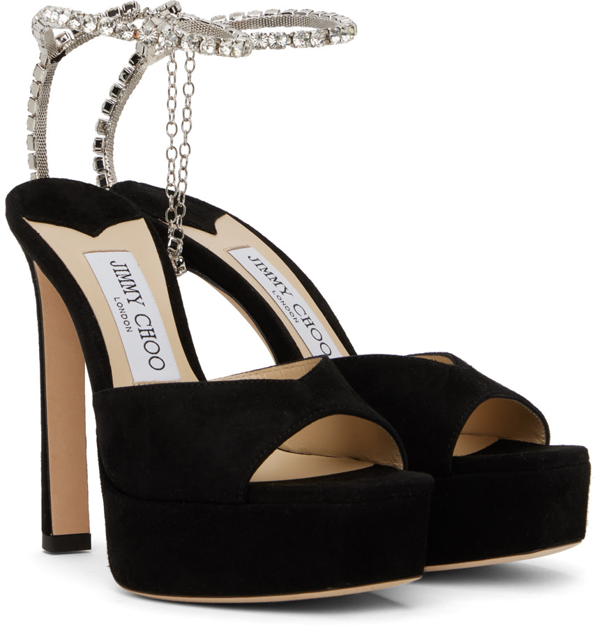 Jimmy Choo: Black Saeda Platform 125 Heeled Sandals | SSENSE