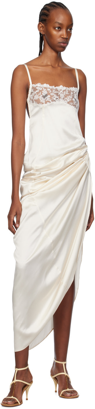 JACQUEMUS: Off-White Les Sculptures 'La Saudade longue brode' Maxi Dress |  SSENSE