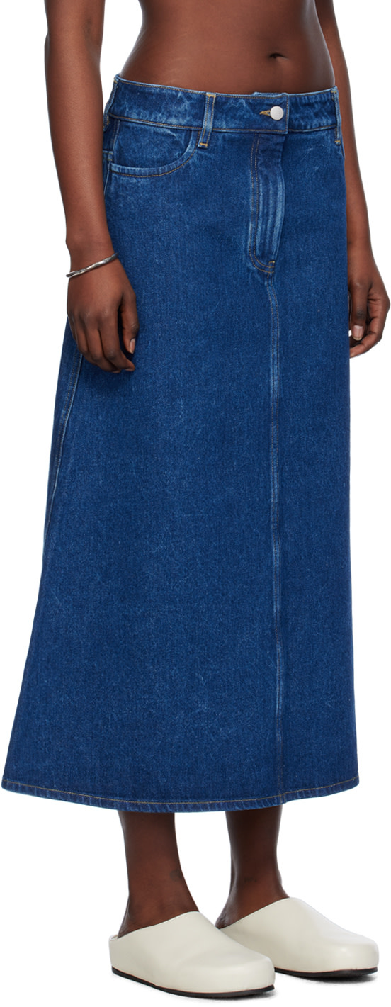 Studio Nicholson - Jupe longue trapèze indigo en denim