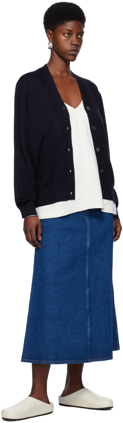 Studio Nicholson - Jupe longue trapèze indigo en denim
