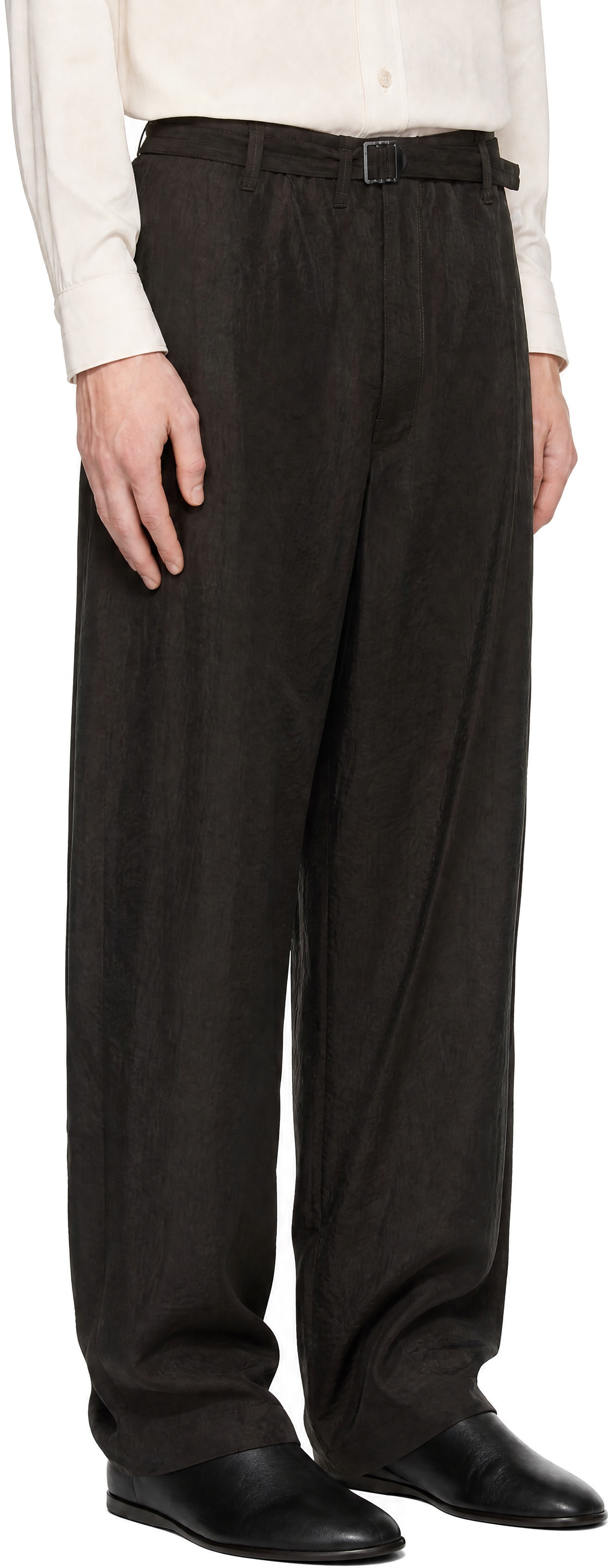 LEMAIRE - Pantalon ample brun à ceinture