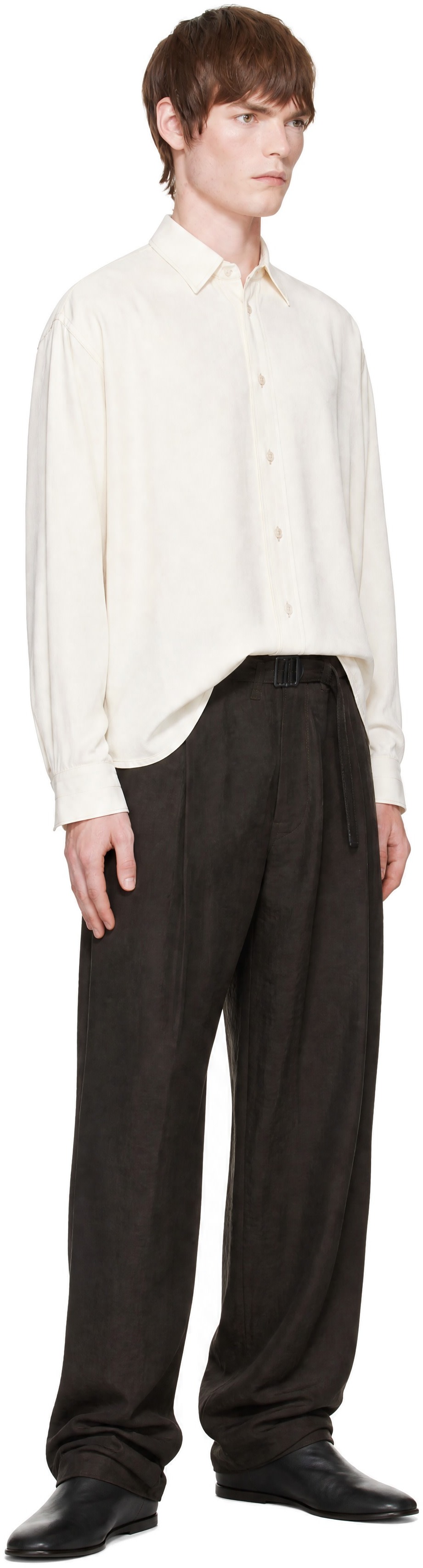 LEMAIRE - Pantalon ample brun à ceinture