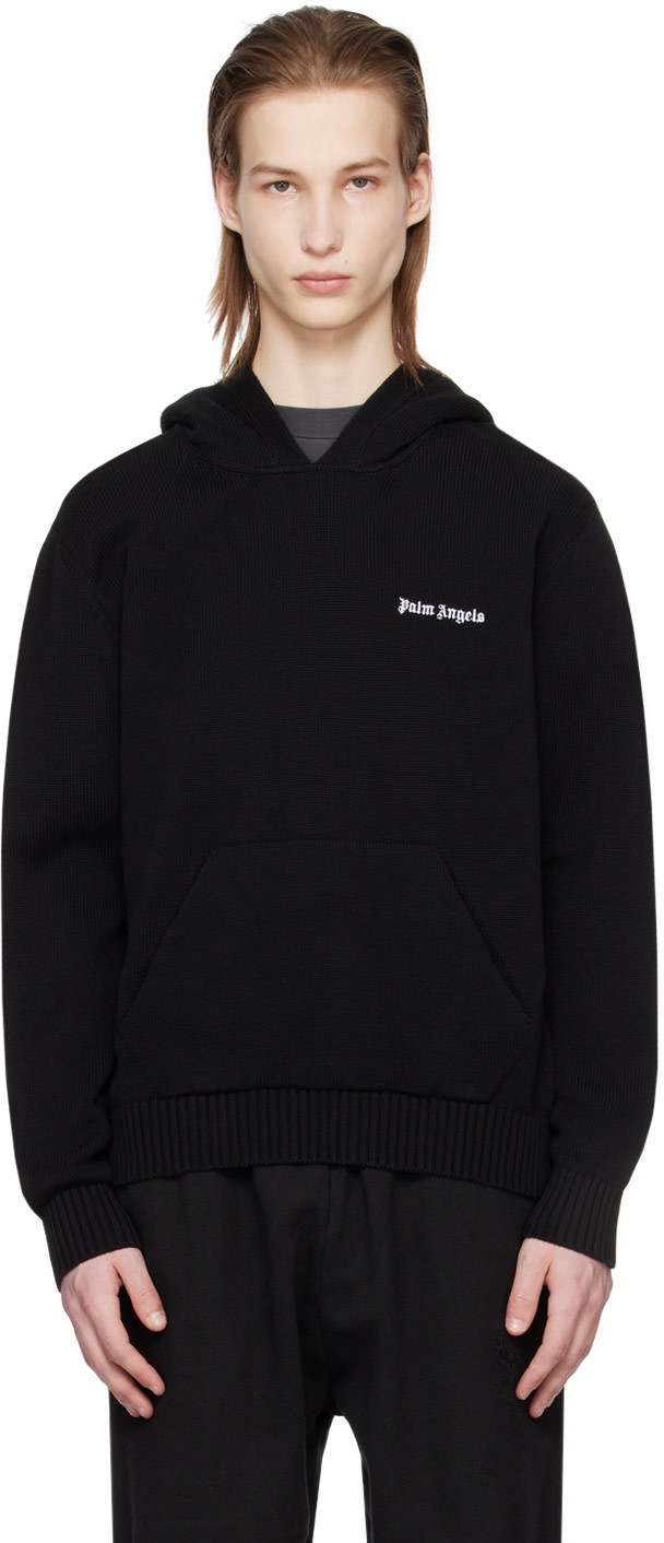 Palm Angels - Pull à capuche noir à logo brodé