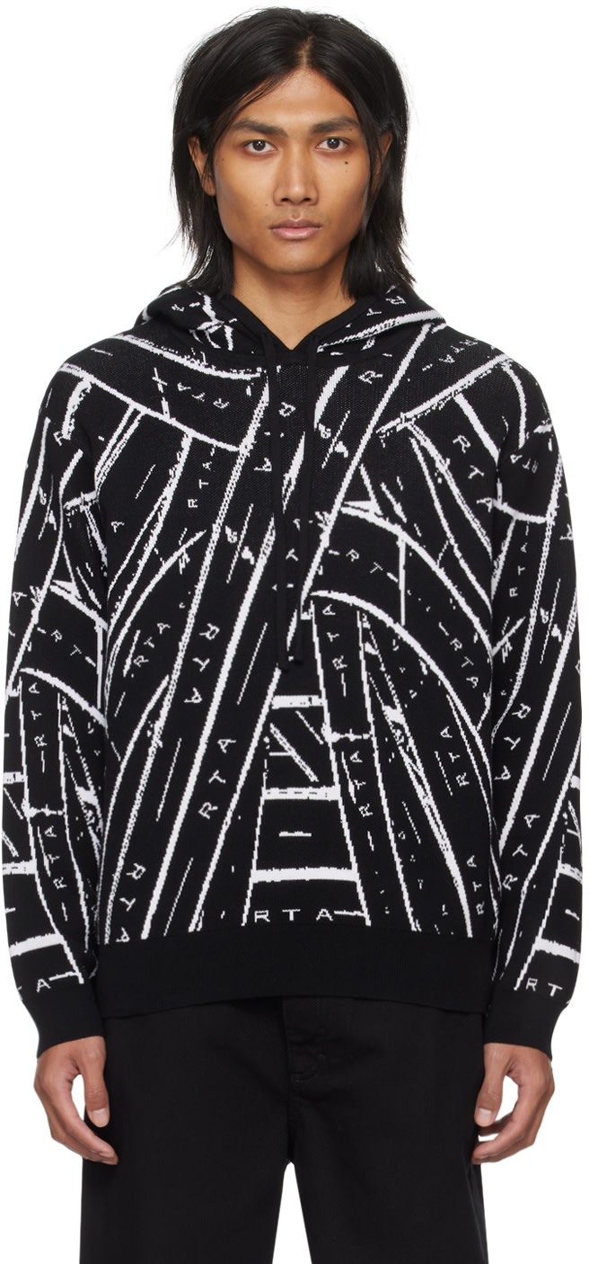 RTA - Pull à capuche noir à cordon coulissant