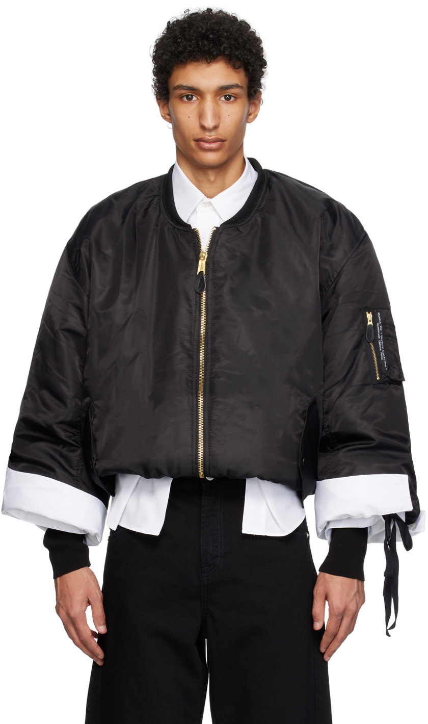 Marina Yee - Black Cropped Bomber Jacket