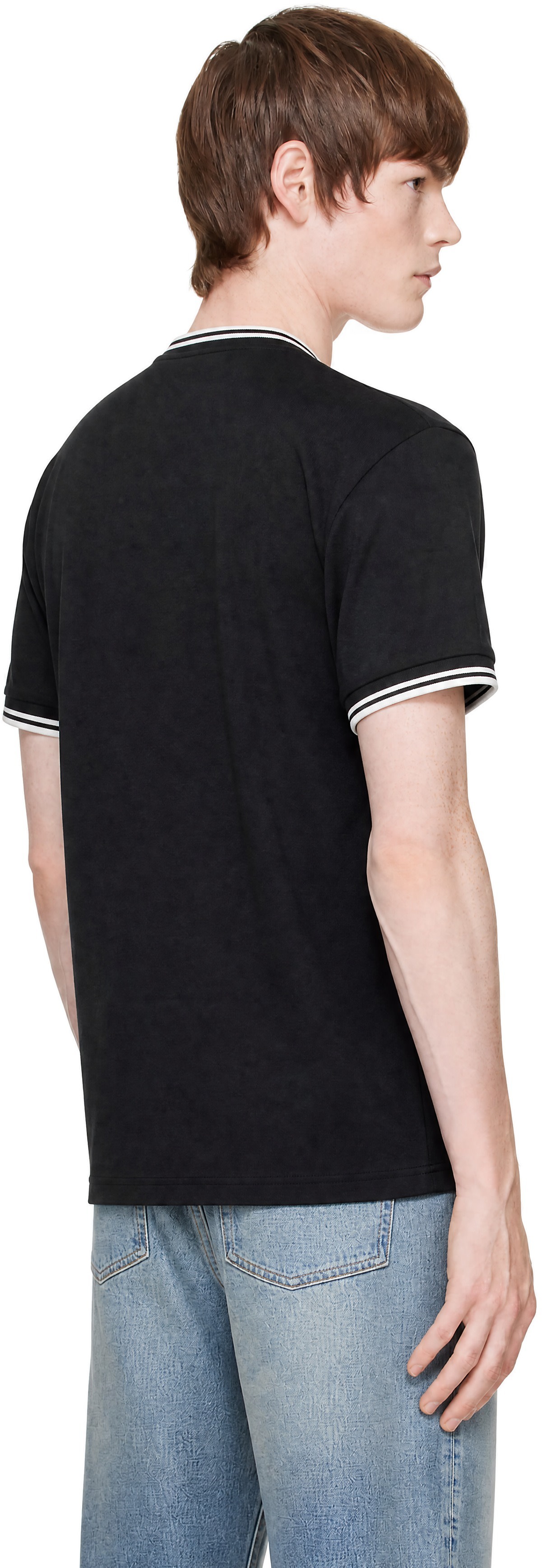 Fred Perry - T-shirt noir à garnitures rayées