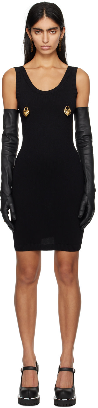 Moschino - Robe courte noire à breloques graphiques