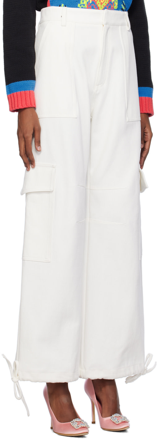 Moschino - Jean blanc à logo brodé