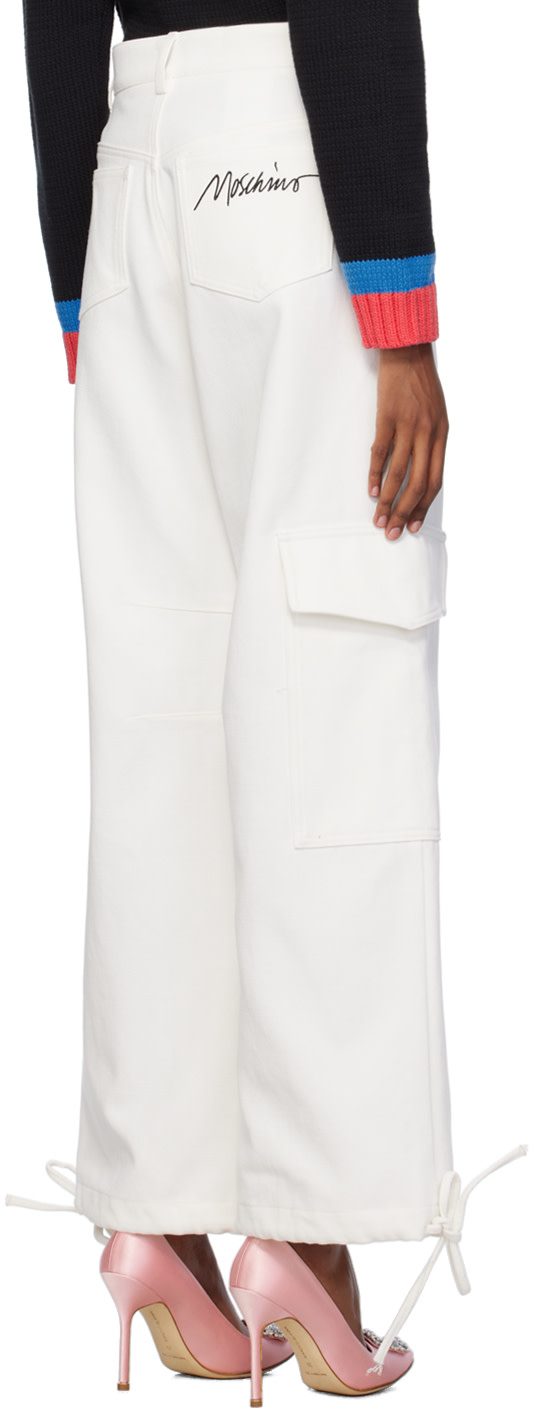 Moschino - Jean blanc à logo brodé