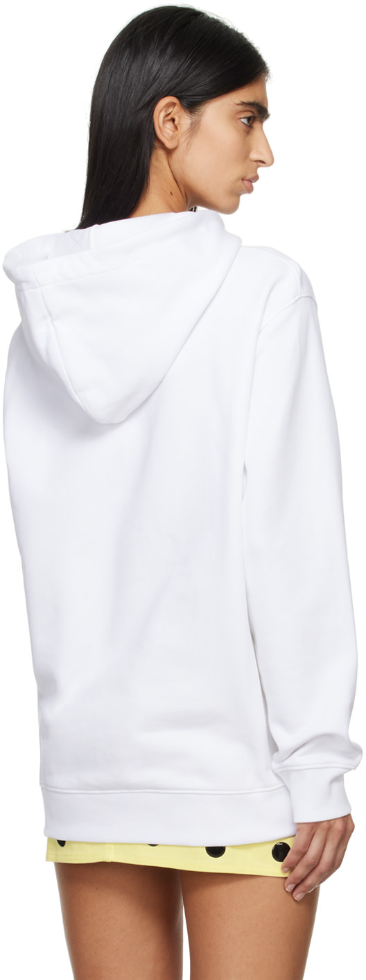 Moschino - Pull à capuche blanc à image à logo