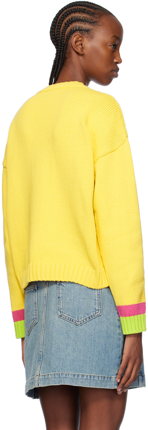 Moschino - Pull jaune à image en intarsia