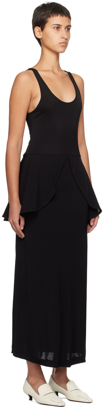 BITE - Robe midi noire à taille à basque