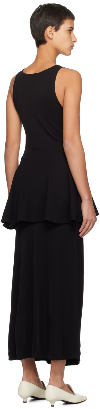 BITE - Robe midi noire à taille à basque