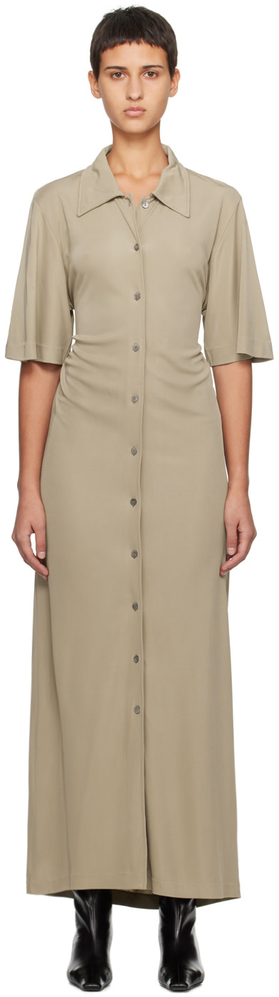 BITE - Robe longue taupe à dos ouvert