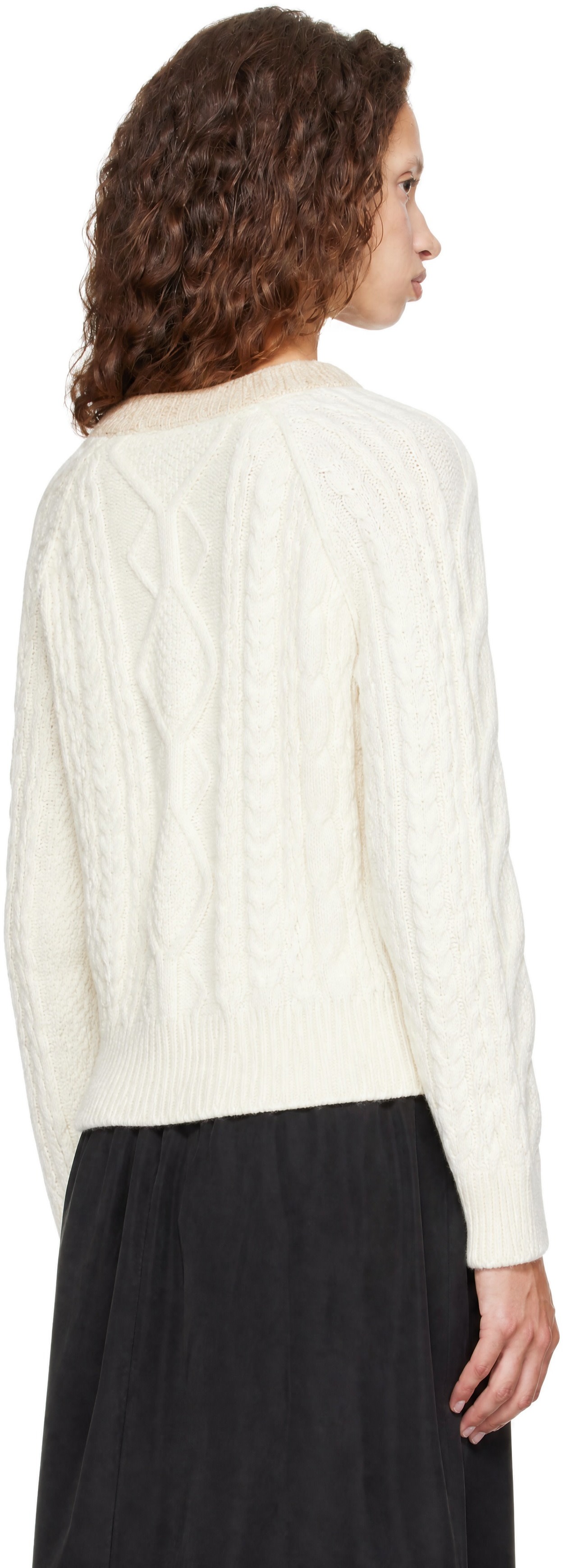 Victoria Beckham - Pull blanc cassé à col en V