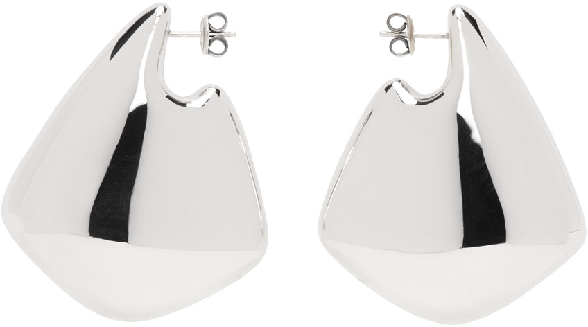 Bottega Veneta - Grandes boucles d'oreilles en forme de nageoire argentées