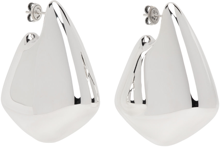 Bottega Veneta - Grandes boucles d'oreilles en forme de nageoire argentées