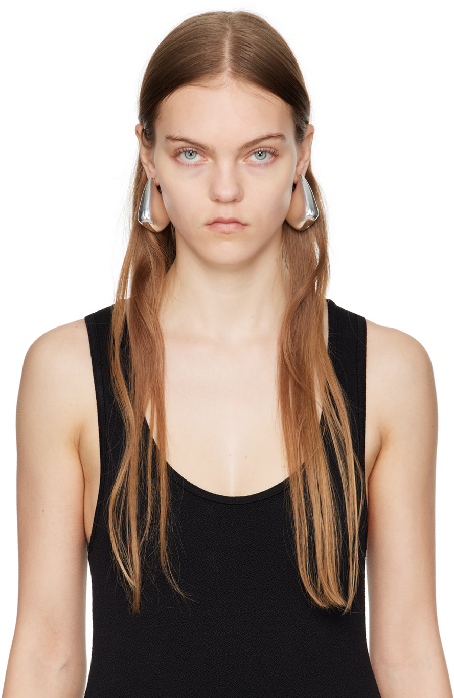 Bottega Veneta - Grandes boucles d'oreilles en forme de nageoire argentées