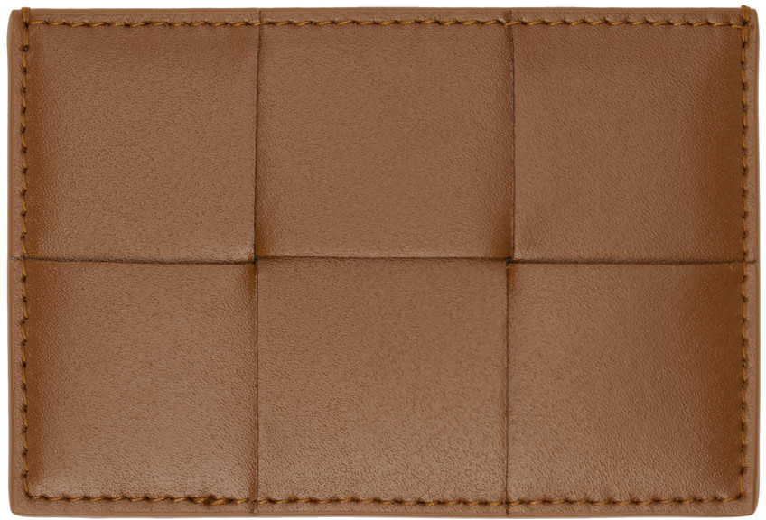 Bottega Veneta: Brown Cassette Credit Card Holder | SSENSE