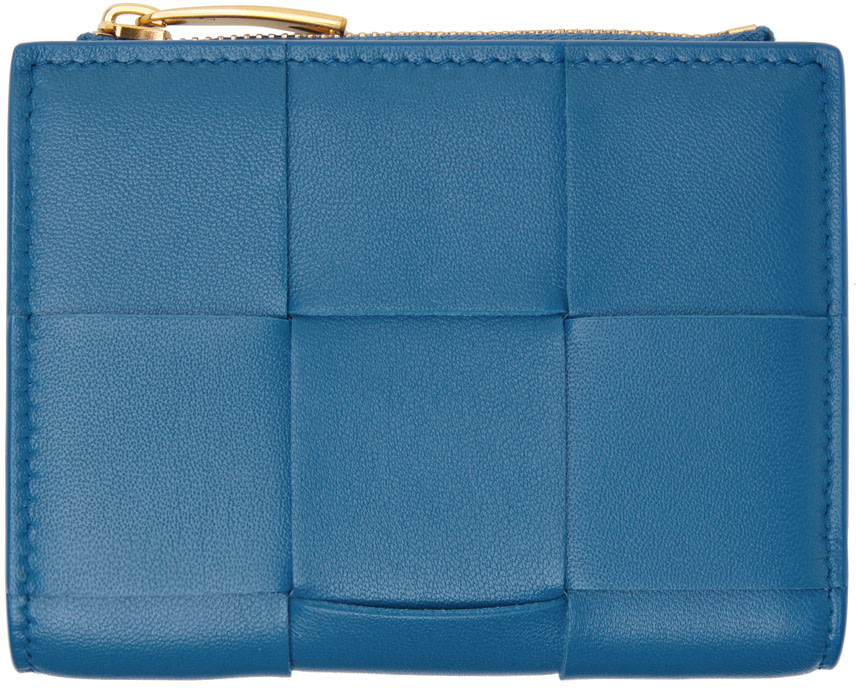 Bottega Veneta: Blue Small Cassette Bi-Fold Wallet | SSENSE