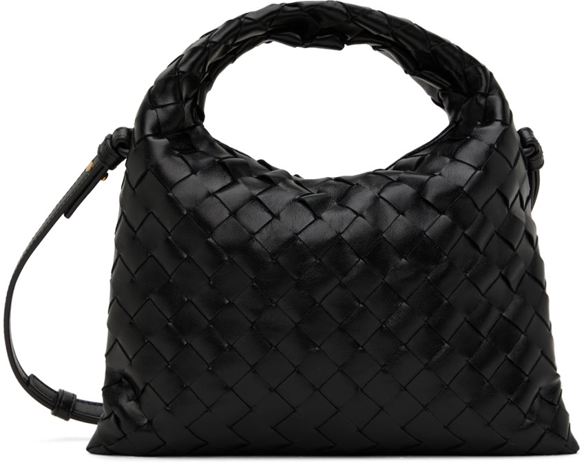 Bottega Veneta: Black Mini Hop Bag | SSENSE