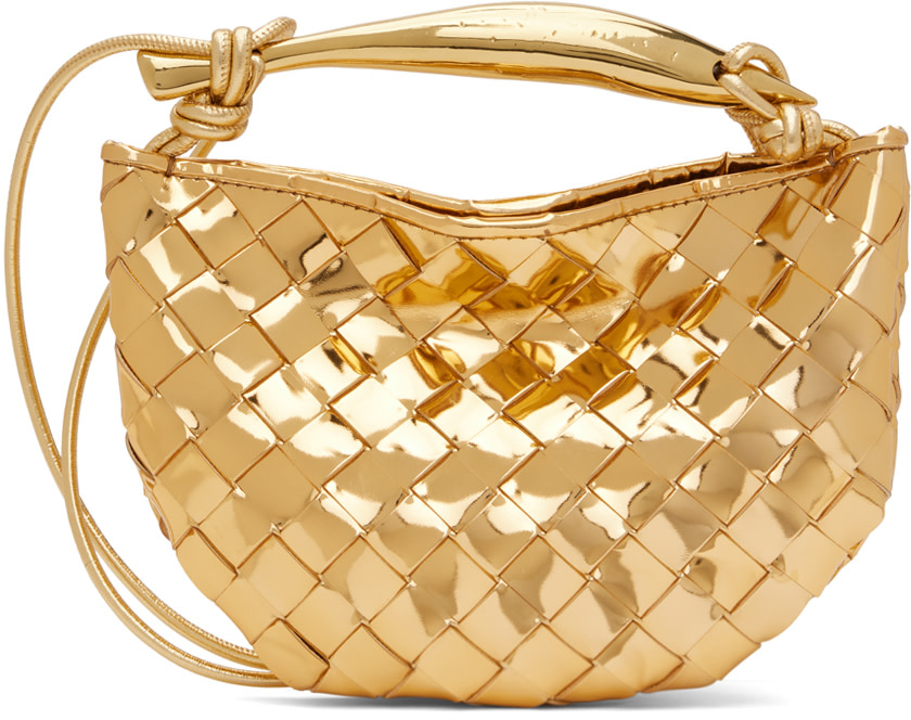 Bottega Veneta: Gold Mini Sardine Bag | SSENSE Saudi Arabia