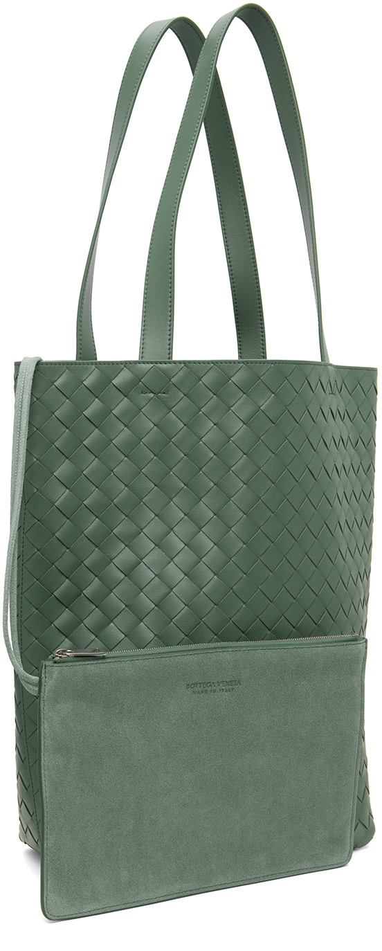 Bottega Veneta: Green Small Intrecciato Tote | SSENSE