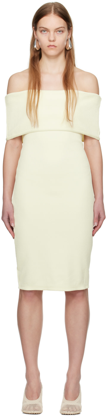 Bottega Veneta - Robe midi texturée blanc cassé
