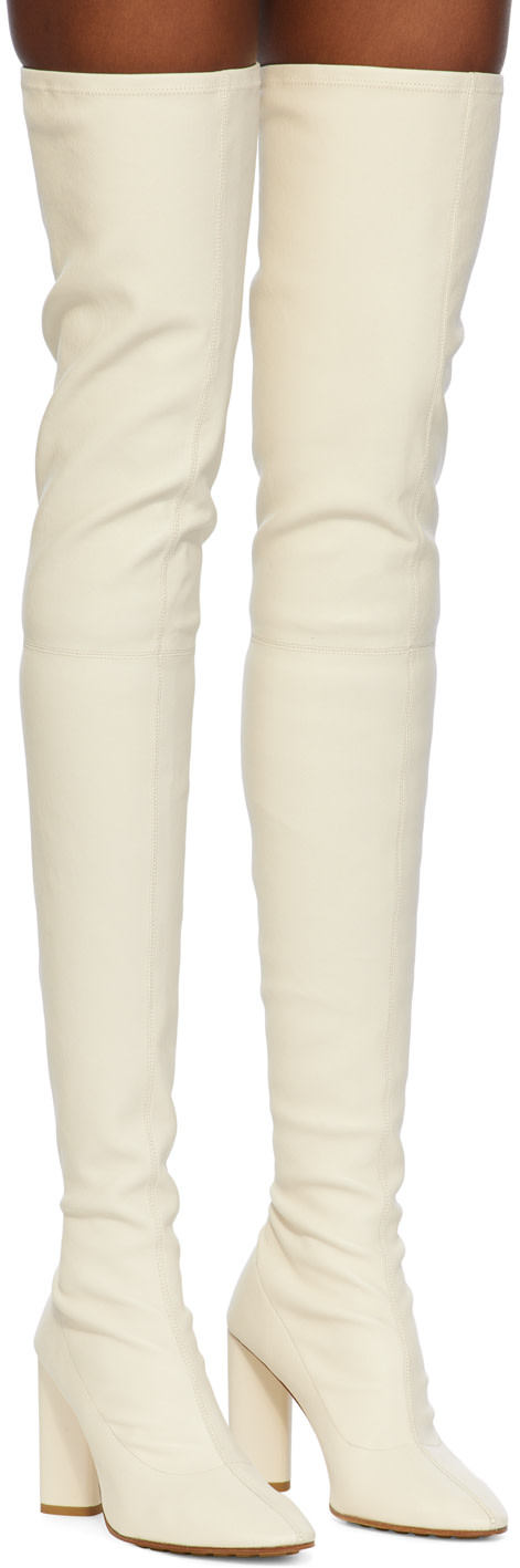 Bottega Veneta: White Tripod Over-The-Knee Boots | SSENSE
