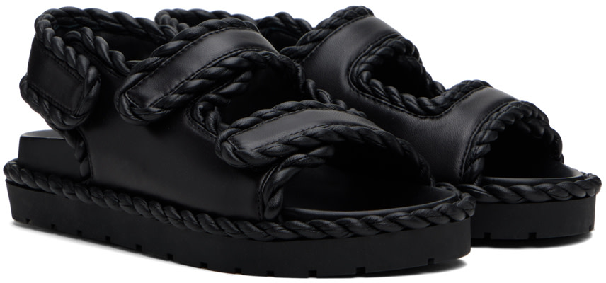 Bottega Veneta ブラックサンダル Bottega Veneta: Black Jack Flat Sandals | SSENSE