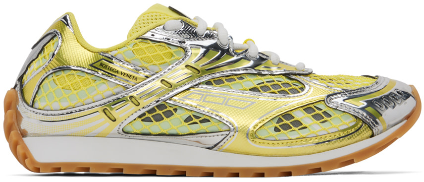 Bottega Veneta - Baskets Orbit argenté et jaune