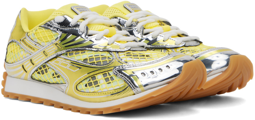 Bottega Veneta - Baskets Orbit argenté et jaune