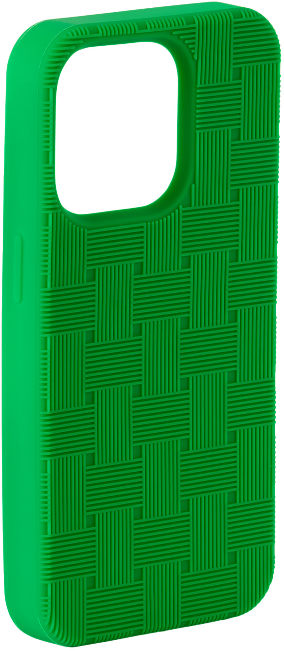 Bottega Veneta: グリーン Intreccio iPhone 15 Pro ケース | SSENSE 日本