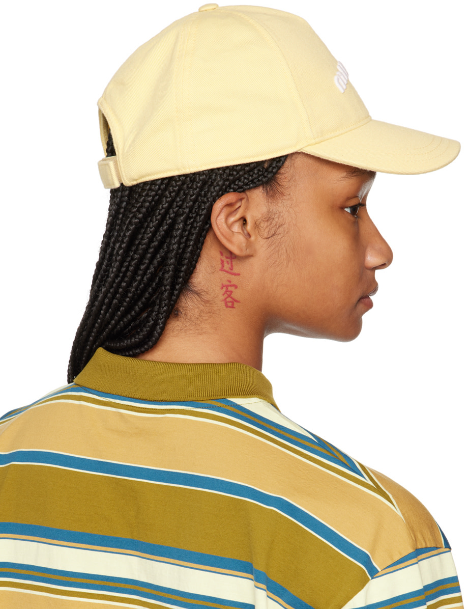 Miu Miu: Yellow Washed Denim Cap | SSENSE Canada