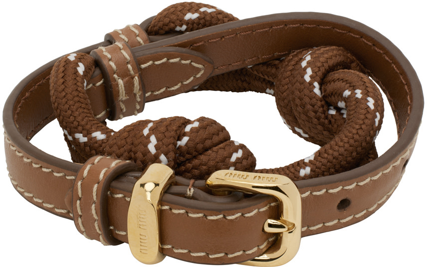 Miu Miu - Bracelet double tour brun