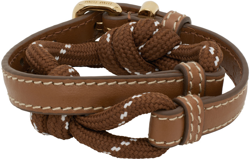 Miu Miu - Bracelet double tour brun