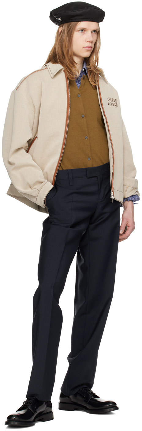 Miu Miu: Beige Jacquard Jacket | SSENSE Canada