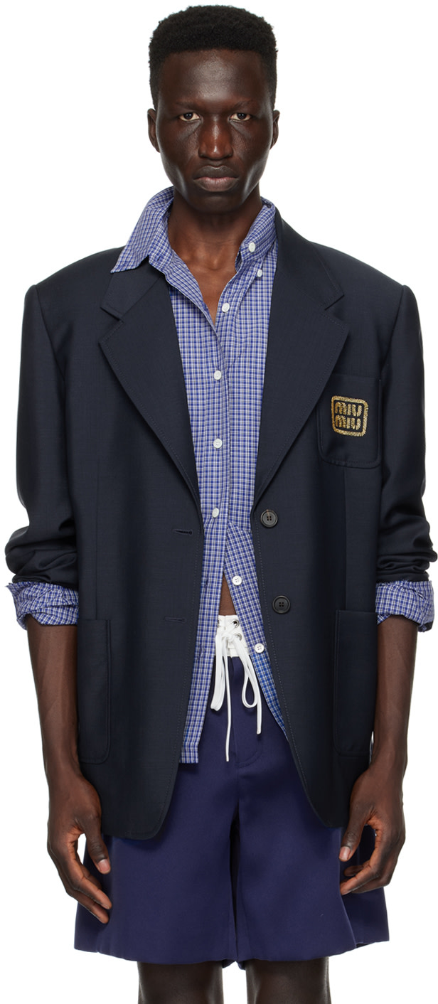 Miu Miu - Navy Single-Breasted Blazer